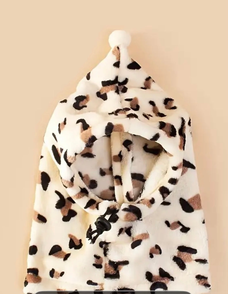 Leopard print fleece pet hat