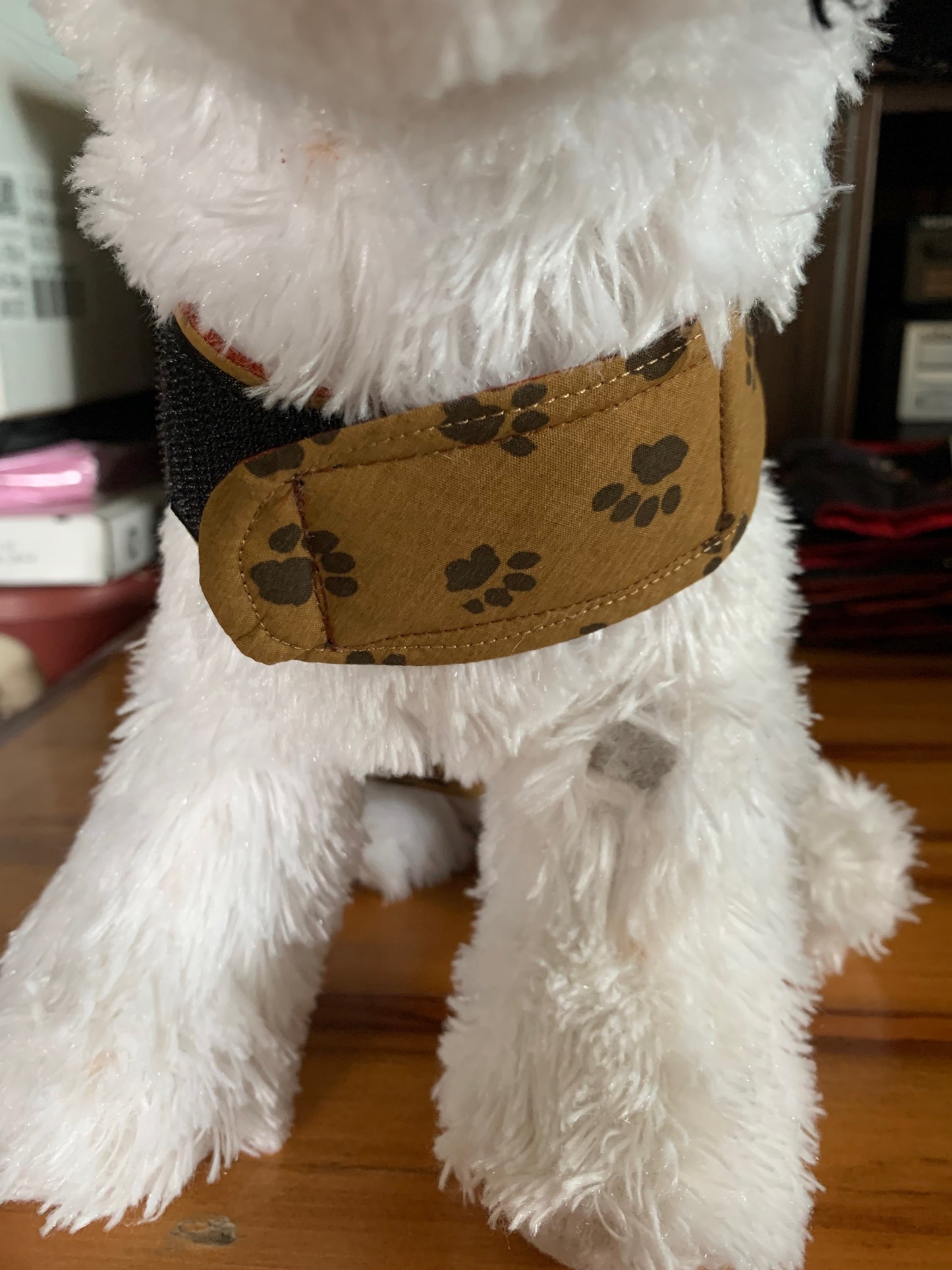 Black Paw Prints on Brown Pet Walking Vest Harness image 3