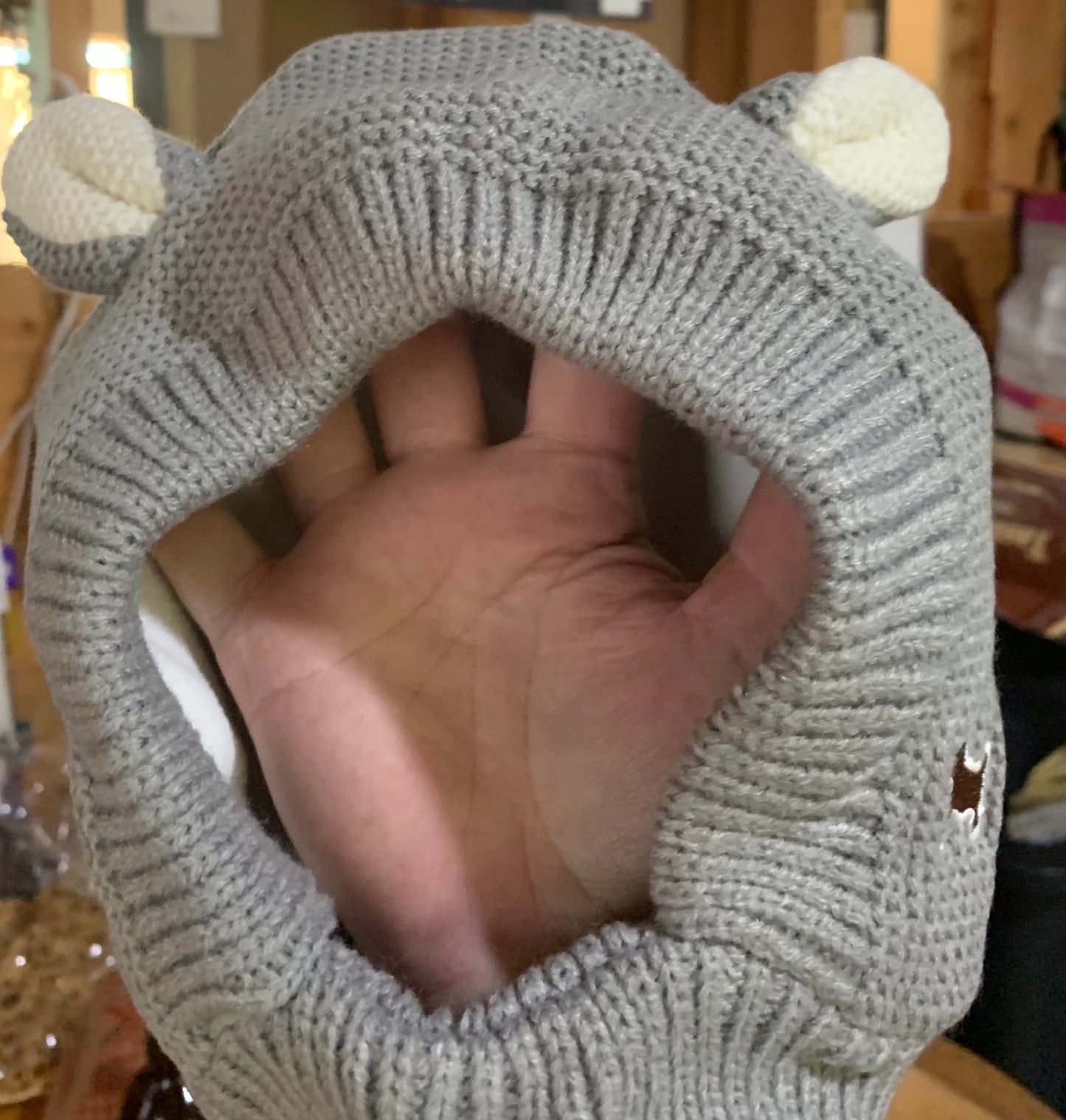 Cream Knitted Winter Pet Hat image 1