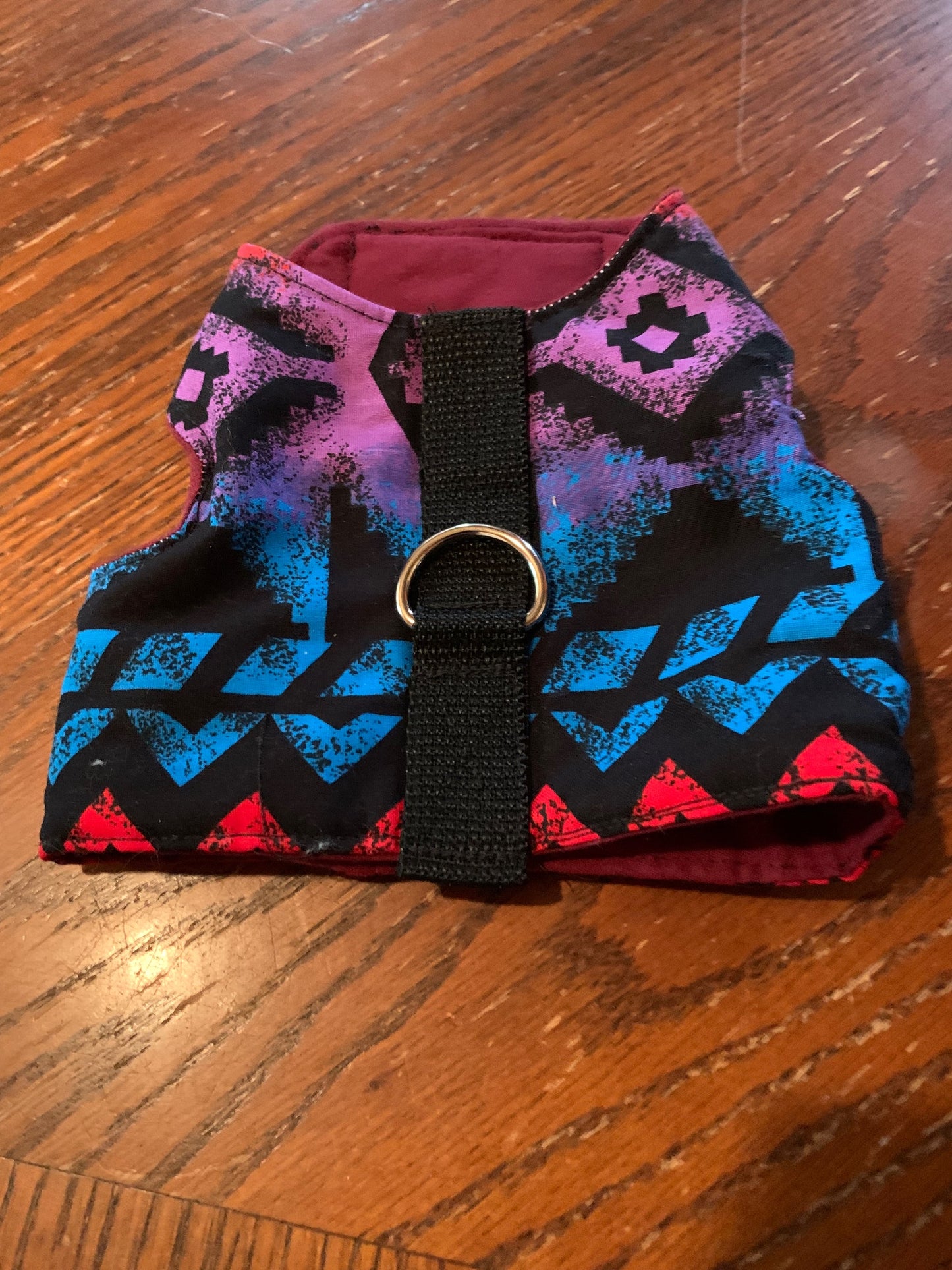 Blue Purple Red on Black Pet Walking Vest Harness image 0