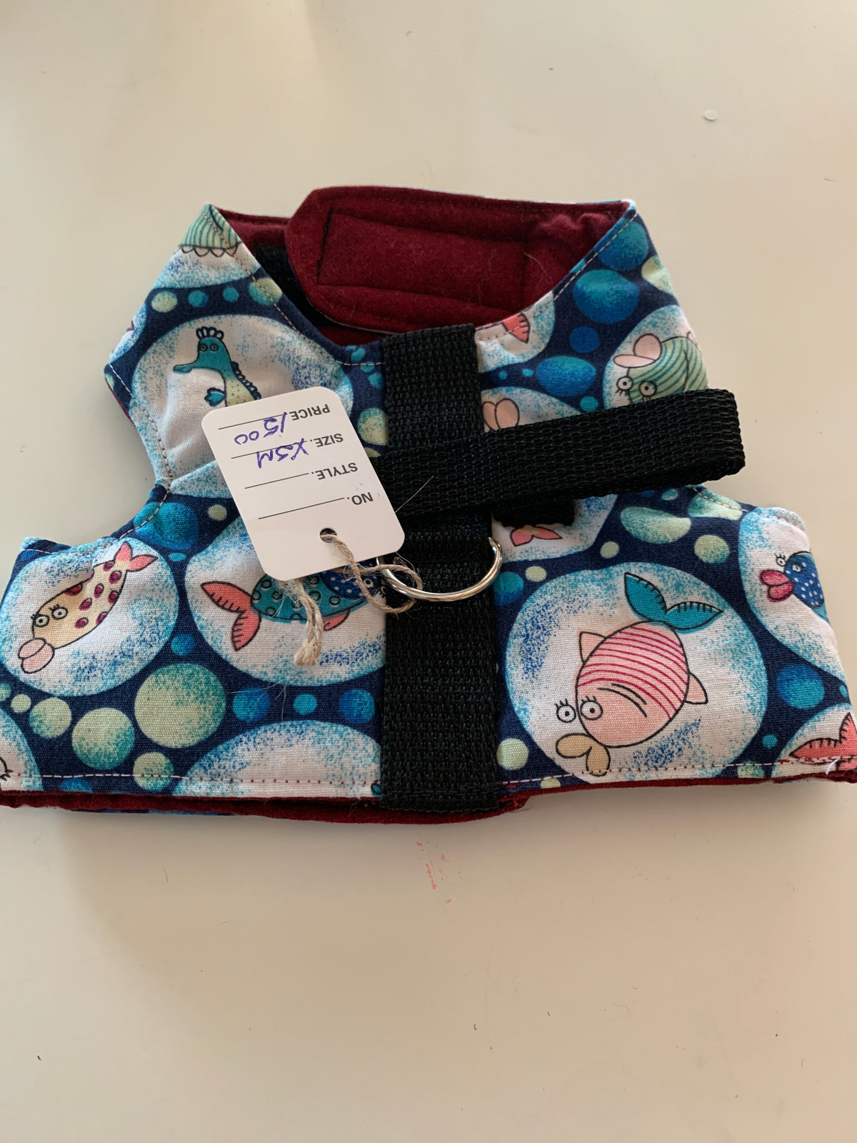 Sea life on blue pet walking vest harness