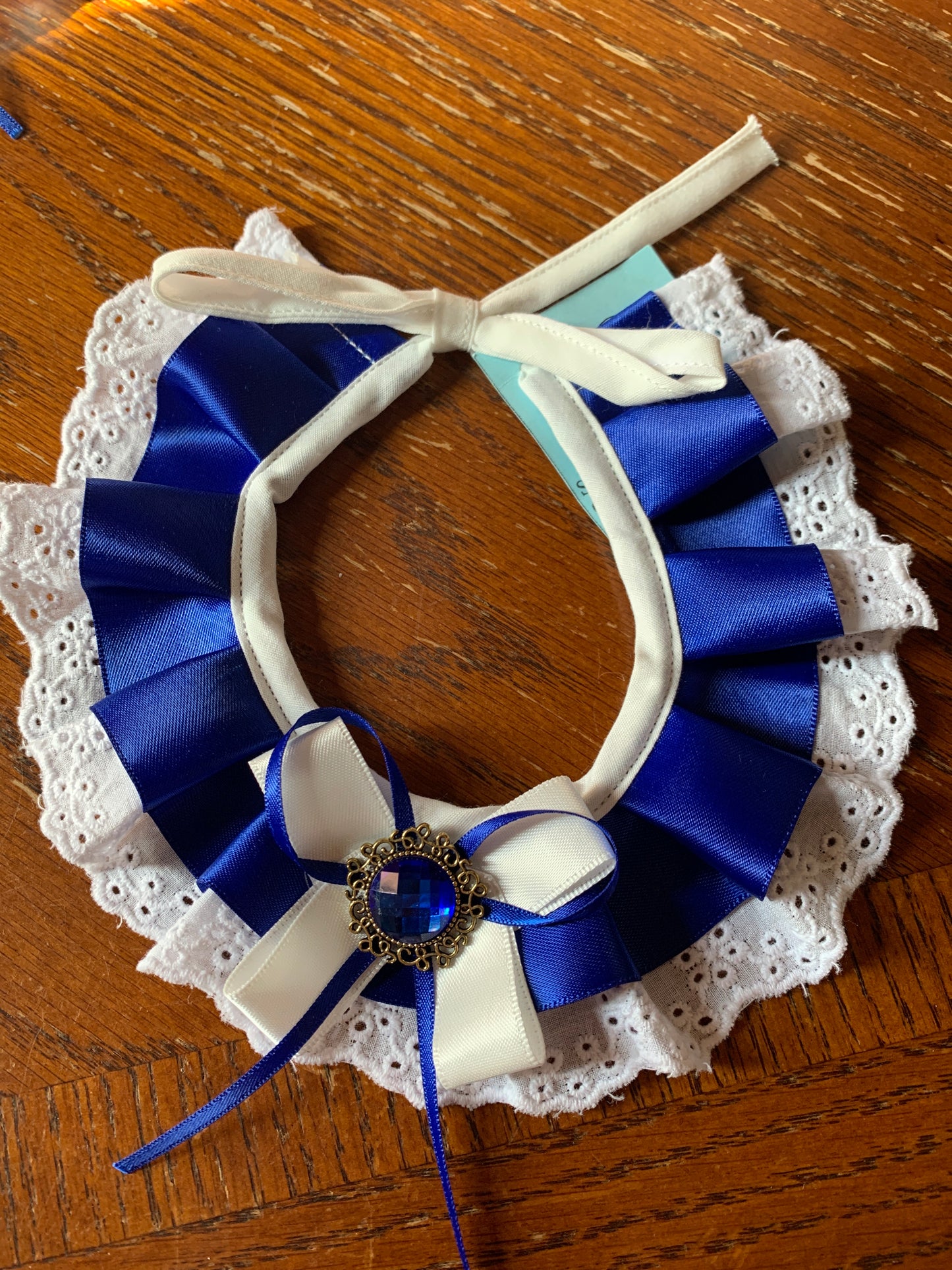 Blue satin pet collar