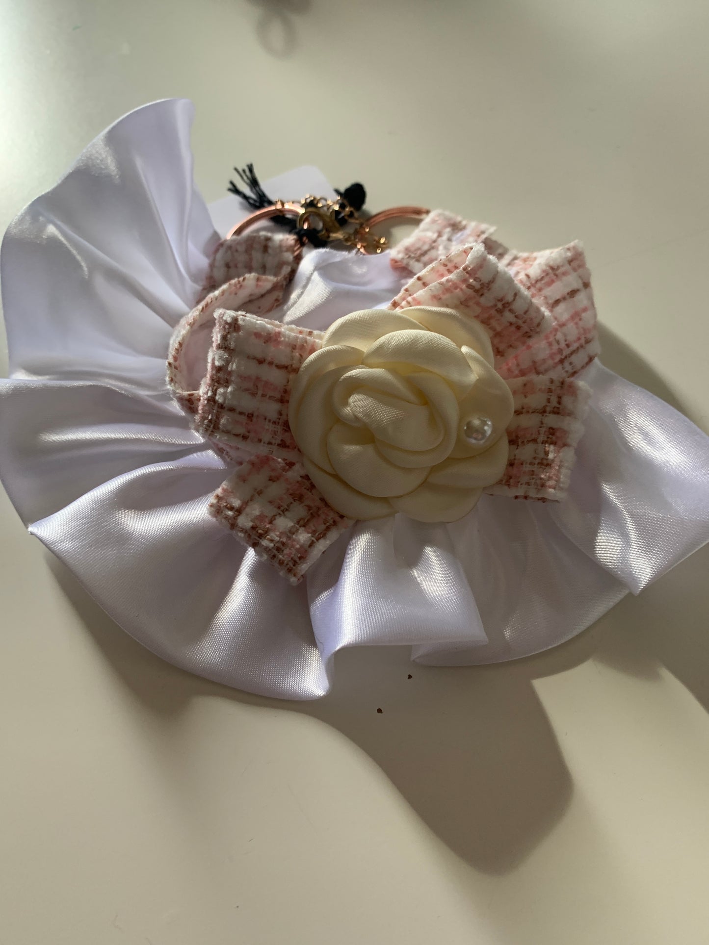 Rose plaid Satin pet collar