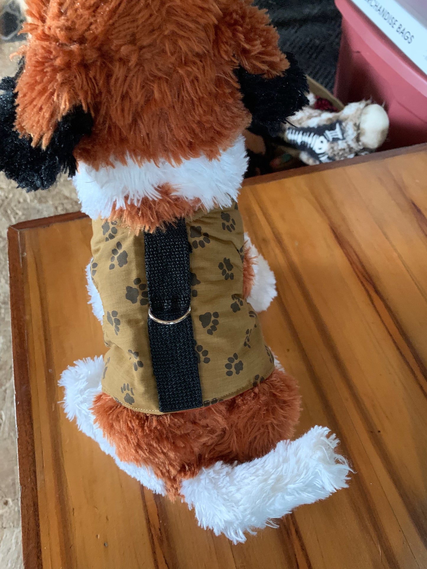 Black Paw Prints on Brown Pet Walking Vest Harness image 5