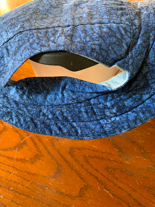 Black on blue pet bucket hat