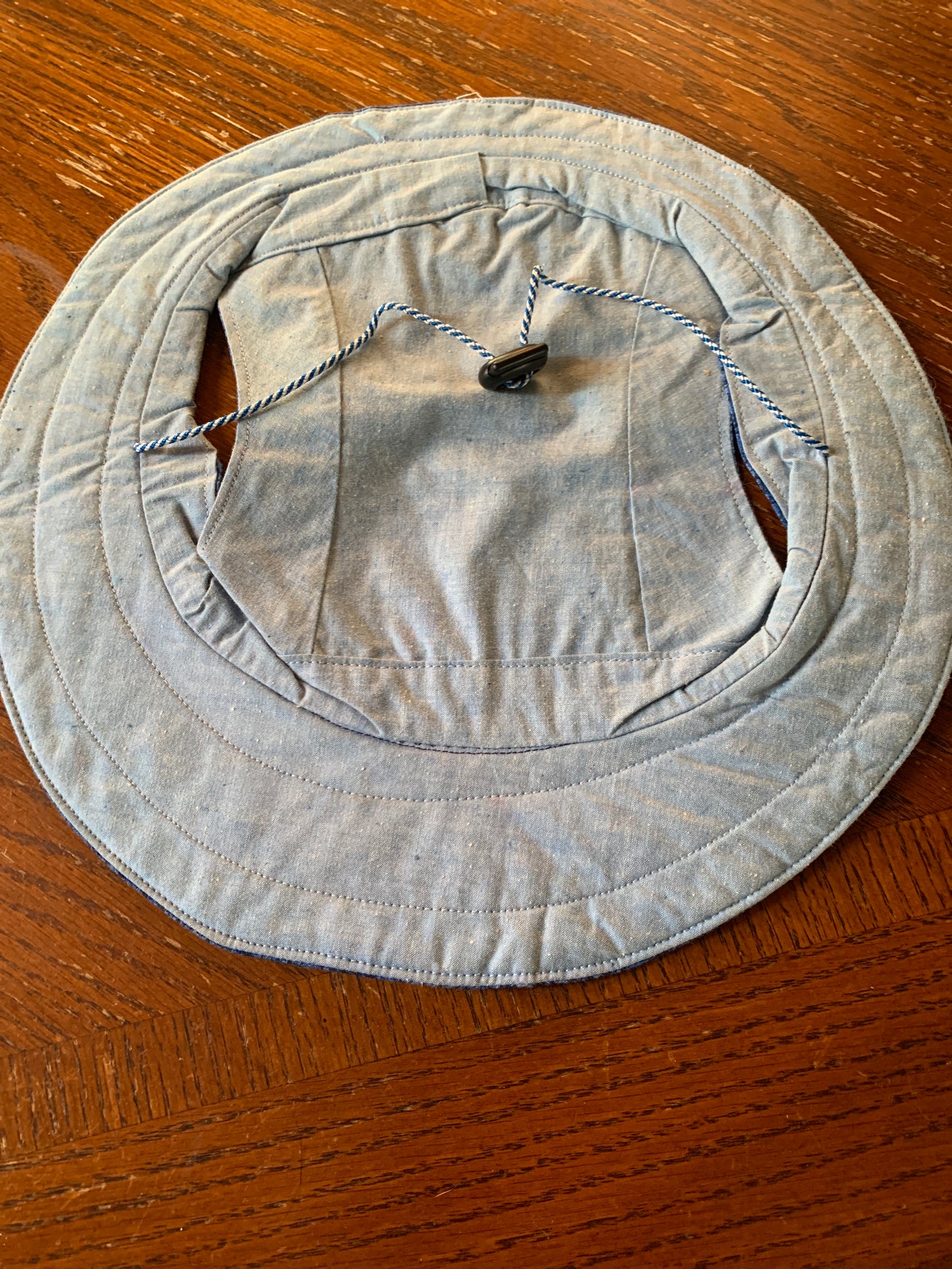 Black on blue pet bucket hat
