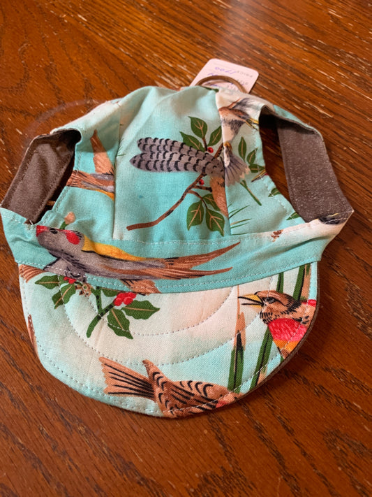 Birds on blue and white pet baseball hats