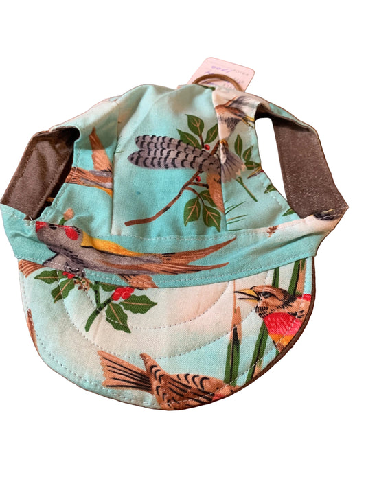 Birds on blue and white pet baseball hats