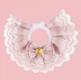 Pink plaid lace pet collar