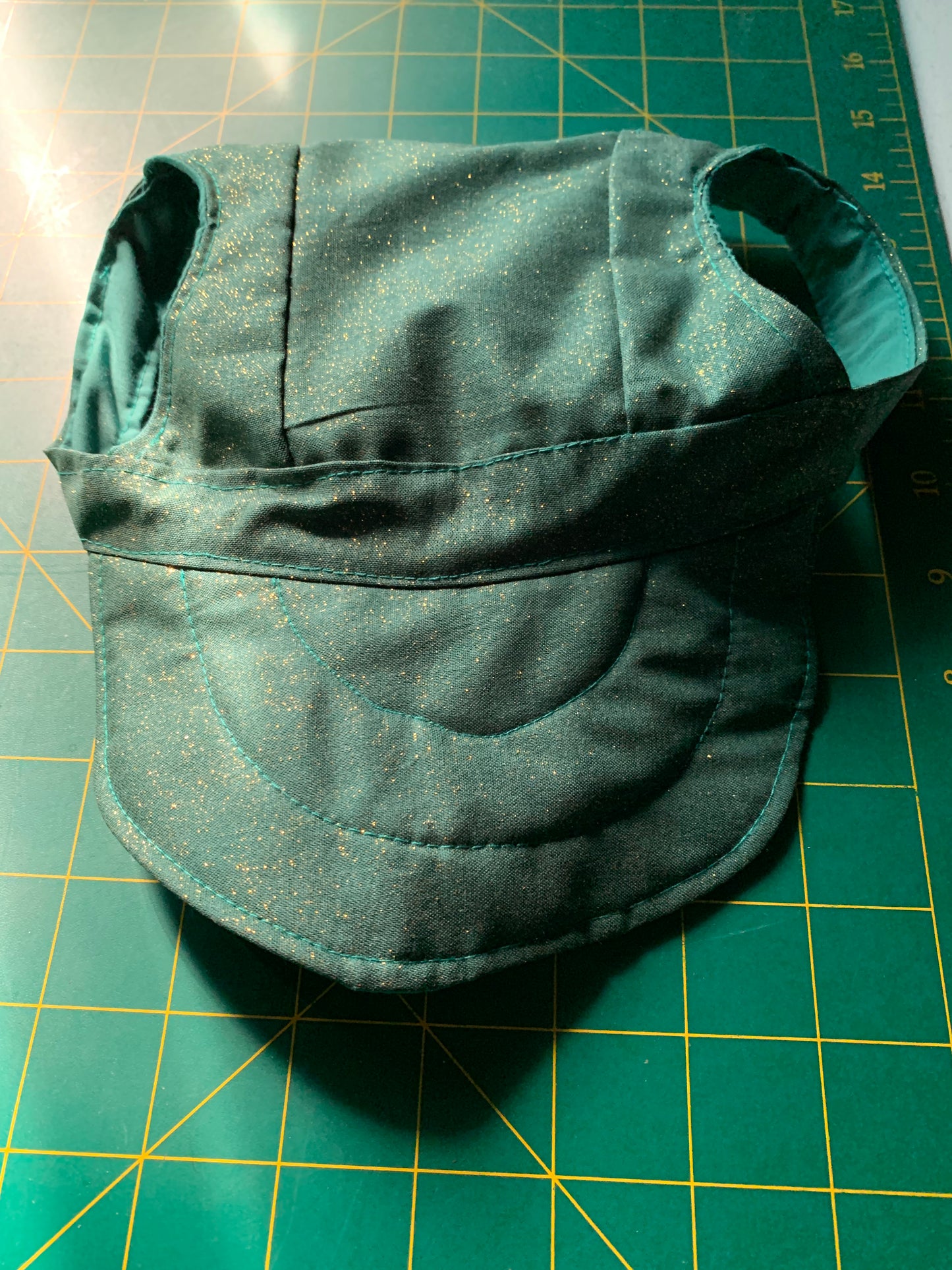 Green and Gold Sparkle Baseball Pet Hat