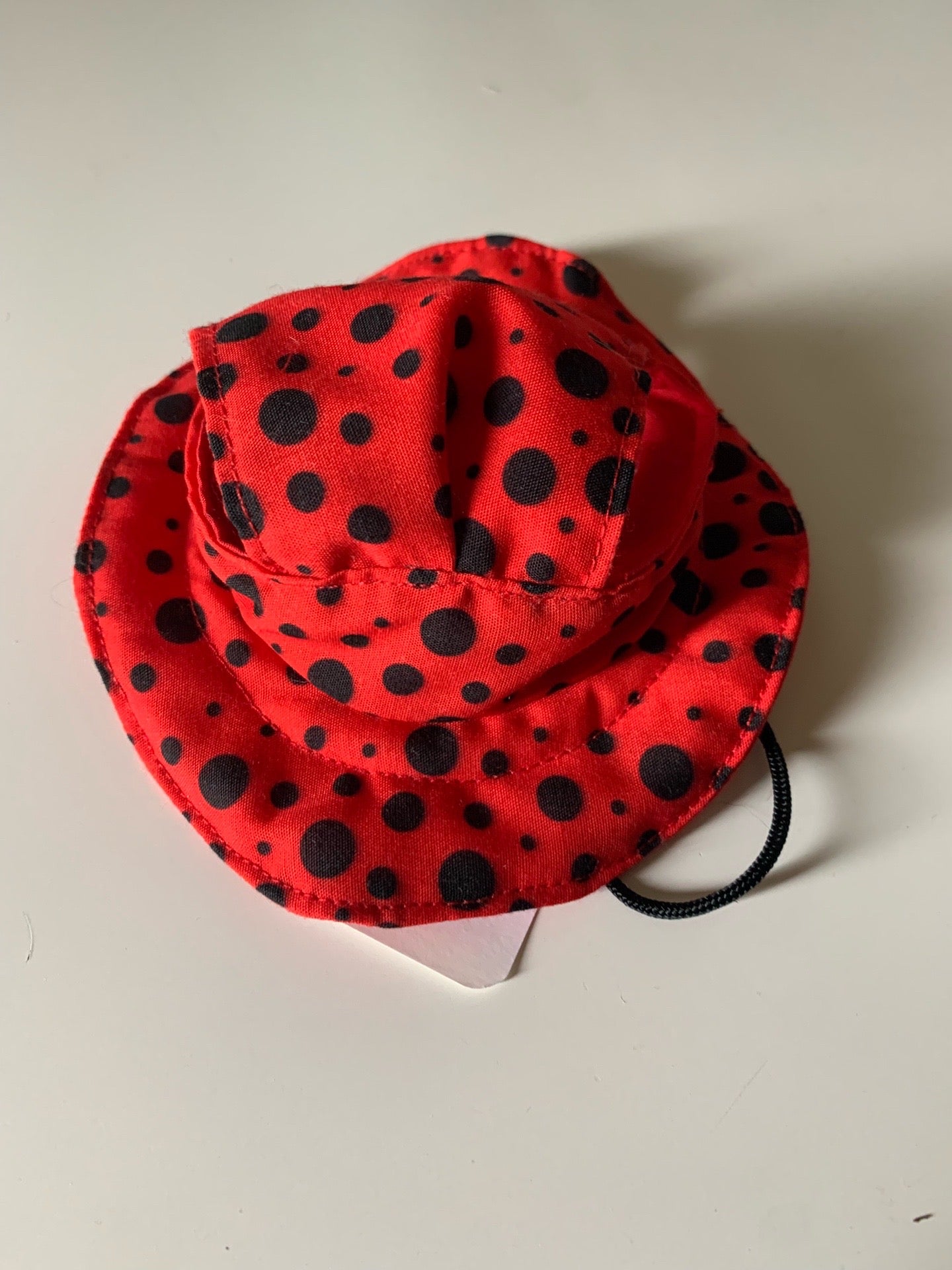 Red with black dots pet bucket hat