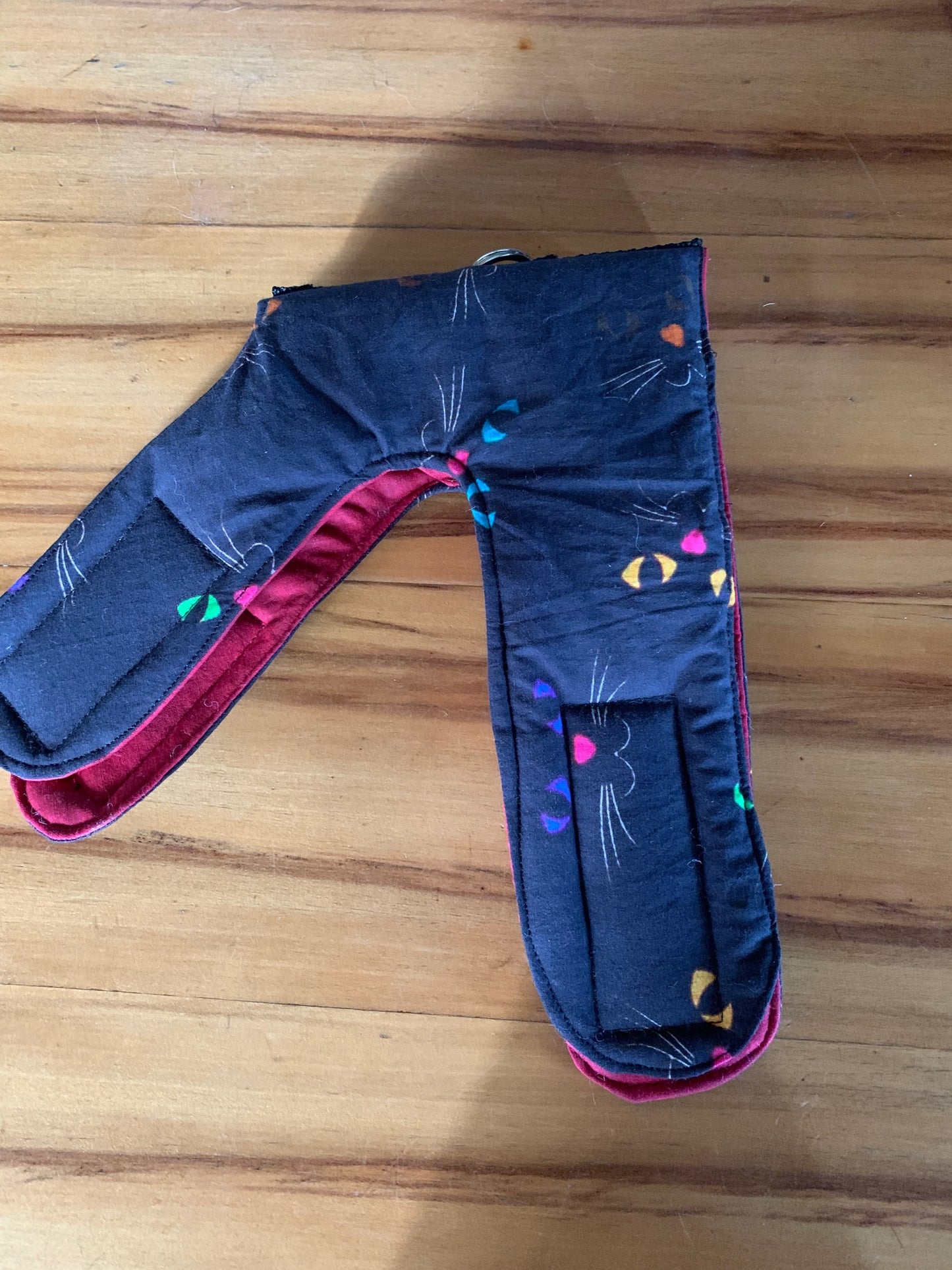 Multicoloured Cat Faces on Black Pet Walking Vest Harness image 2