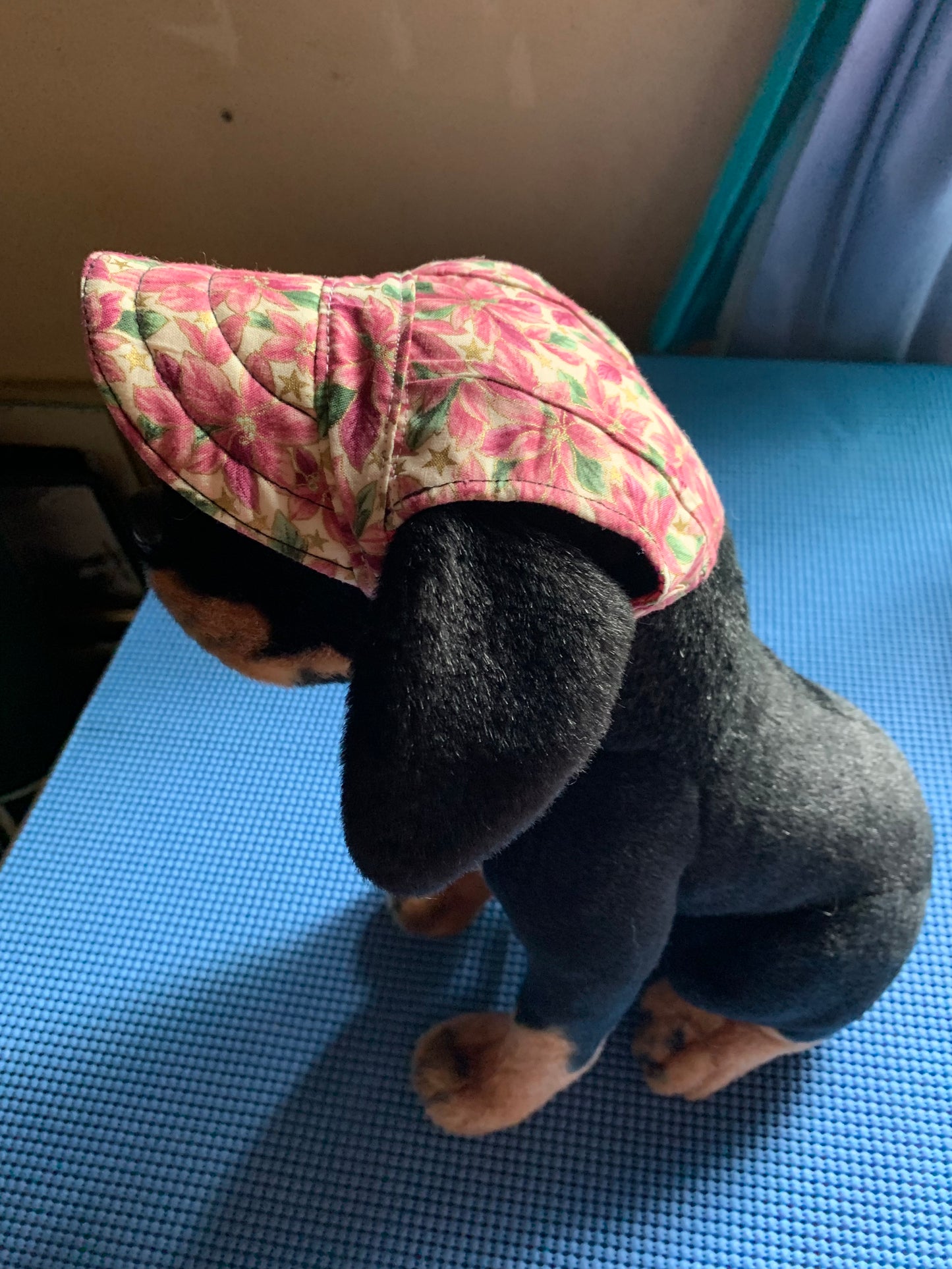 Pink Flowers Gold Stars Pet Baseball Hat image 2