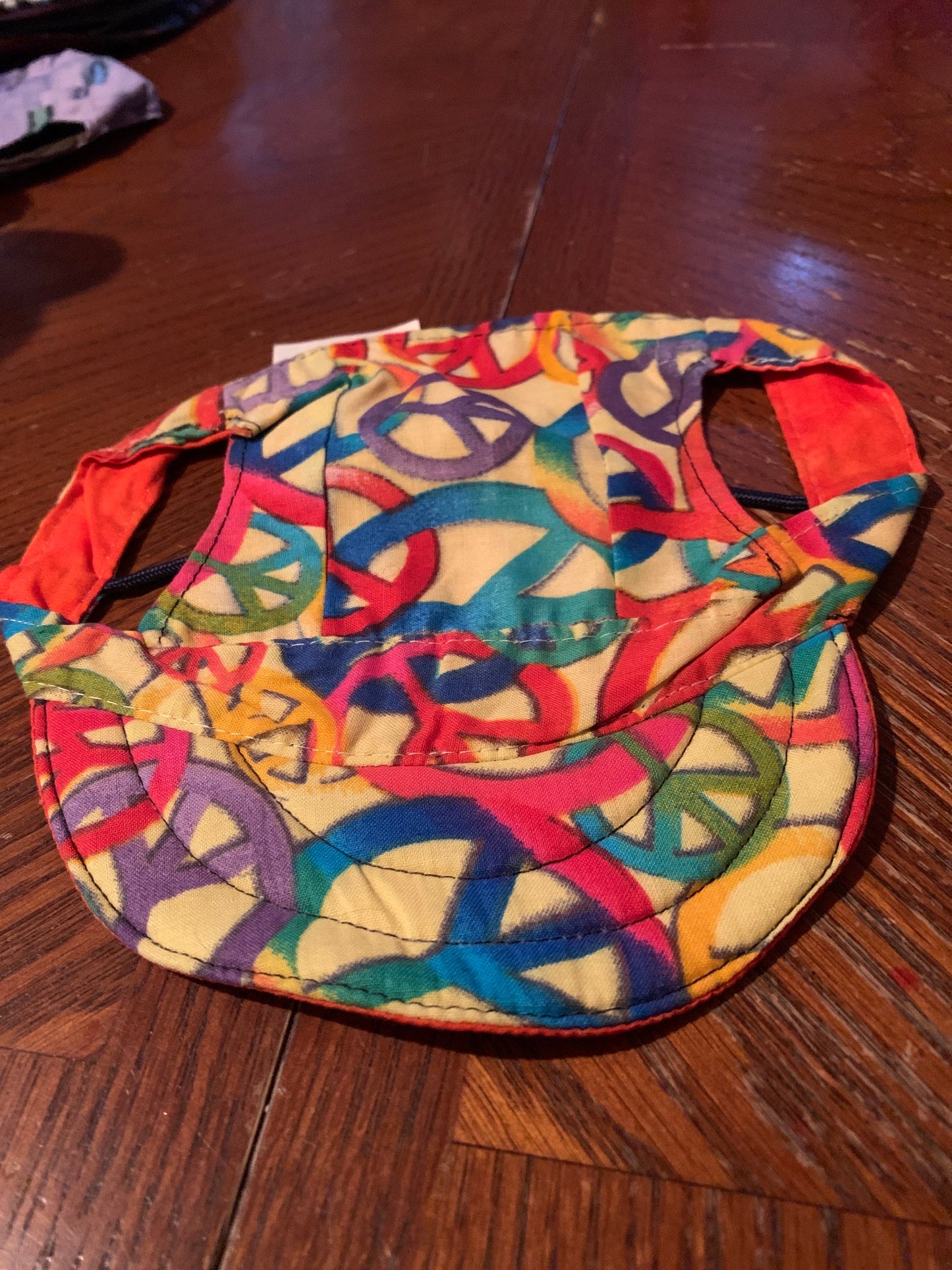 Multicoloured Peace Signs On Yellow Pet Baseball Hat image 1