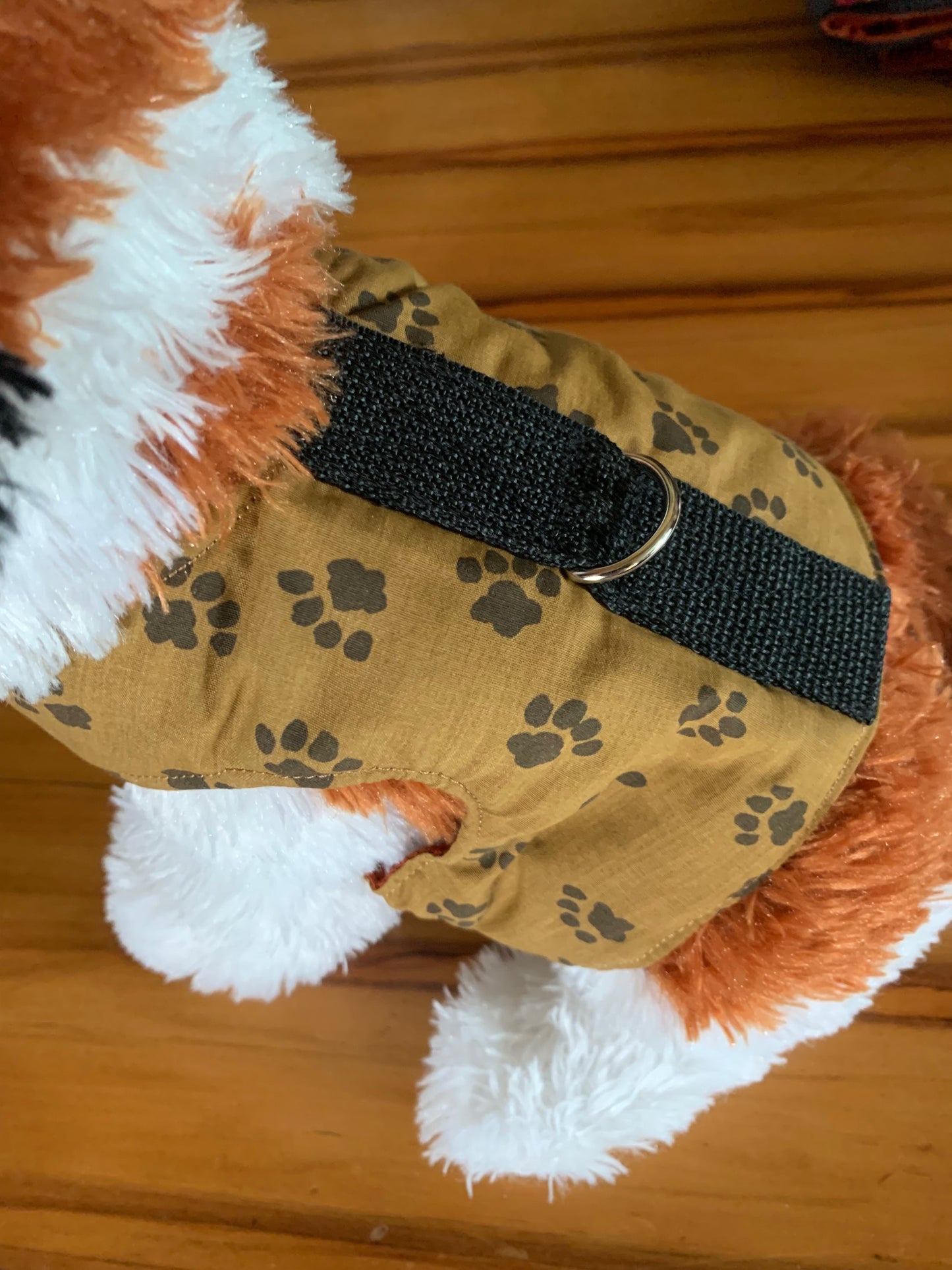 Black Paw Prints on Brown Pet Walking Vest Harness image 4