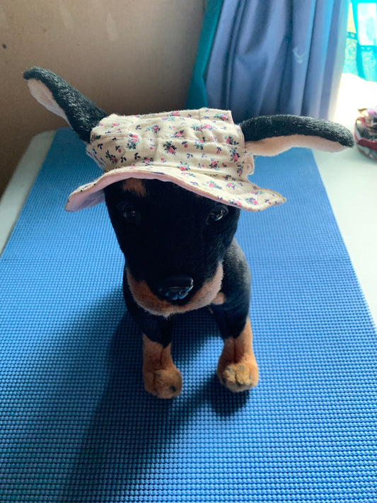 Pink Roses On White Bucket Pet Hat image 0