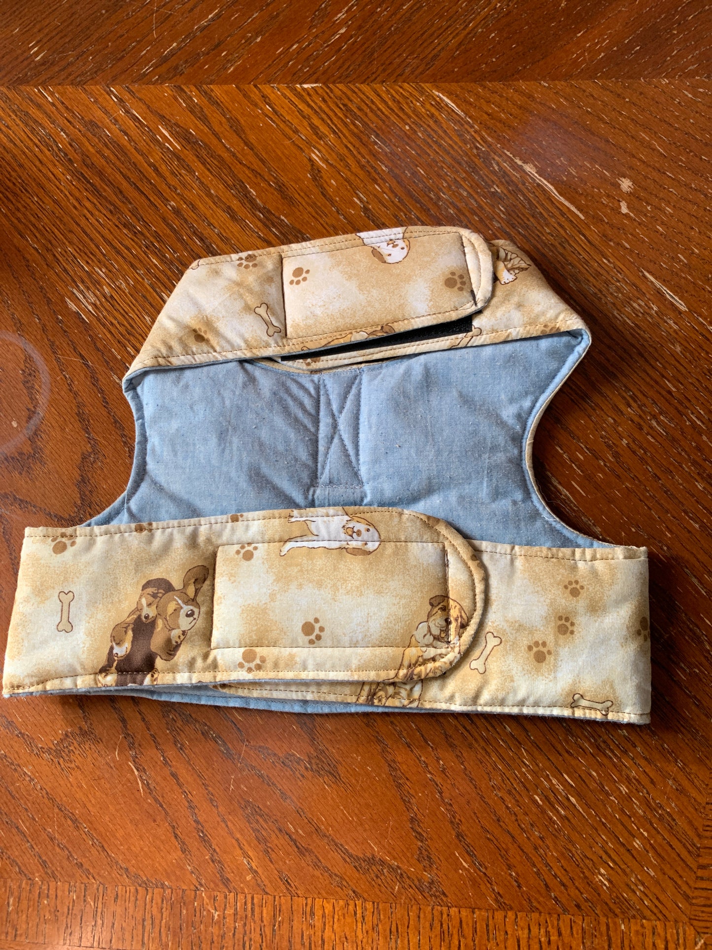 Blue and beige Pet walking vest harnesses