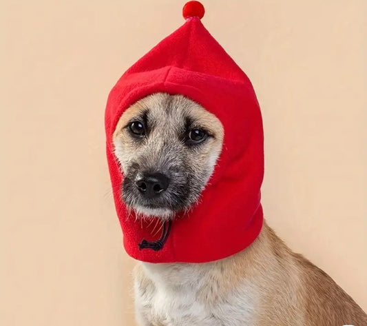 Red fleece pet winter hat