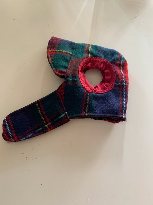 Red and green plaid pet caps