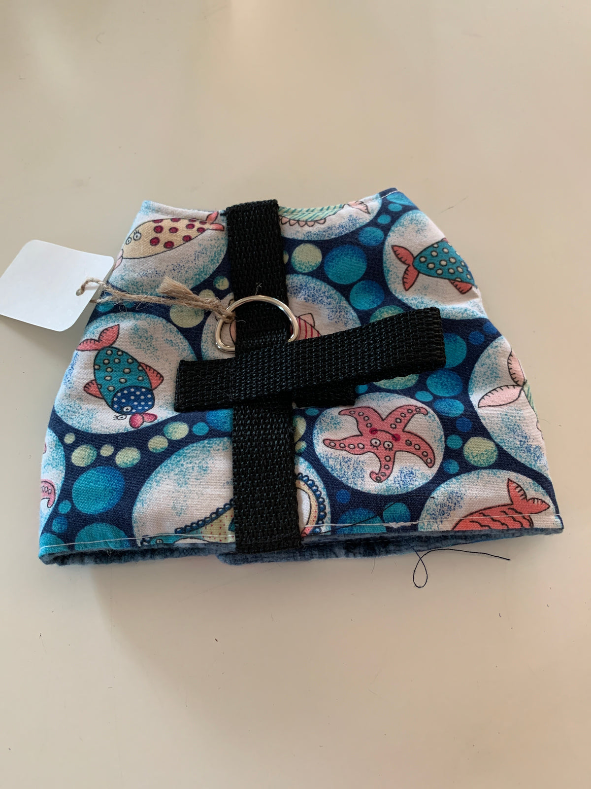 Sea life on blue pet walking vest harness
