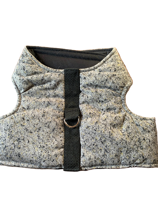Speckled grey pet walking vest harness