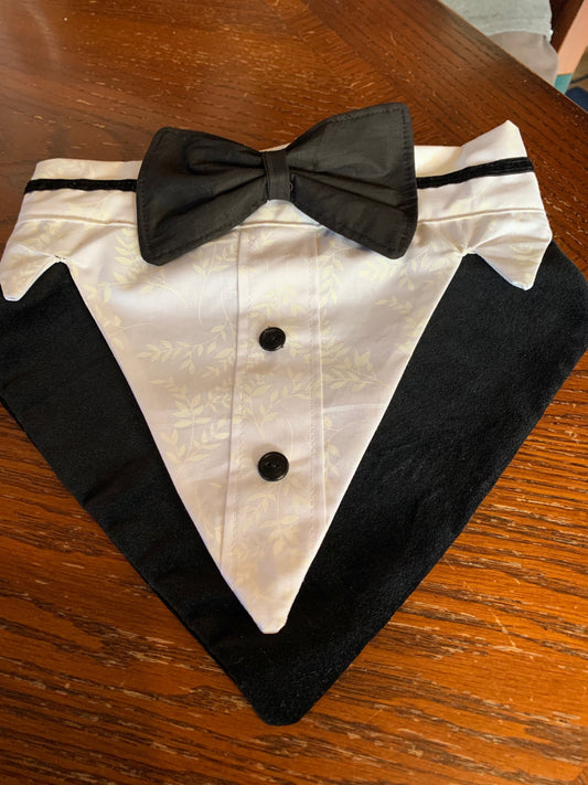 Black Velvet  Large Pet Tuxedo Bandana  image 0