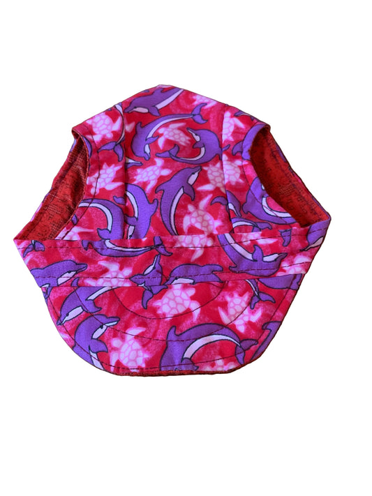Dolphins and turtles on pink pet hats