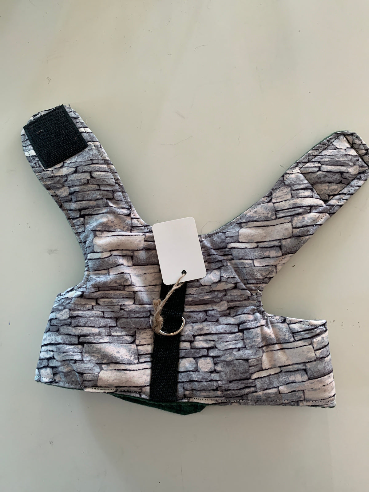 Grey brick wall pet walking vest harness