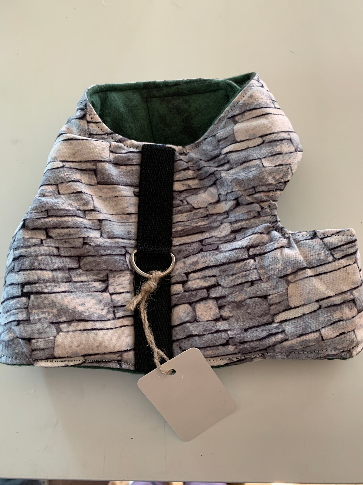 Grey brick wall pet walking vest harness