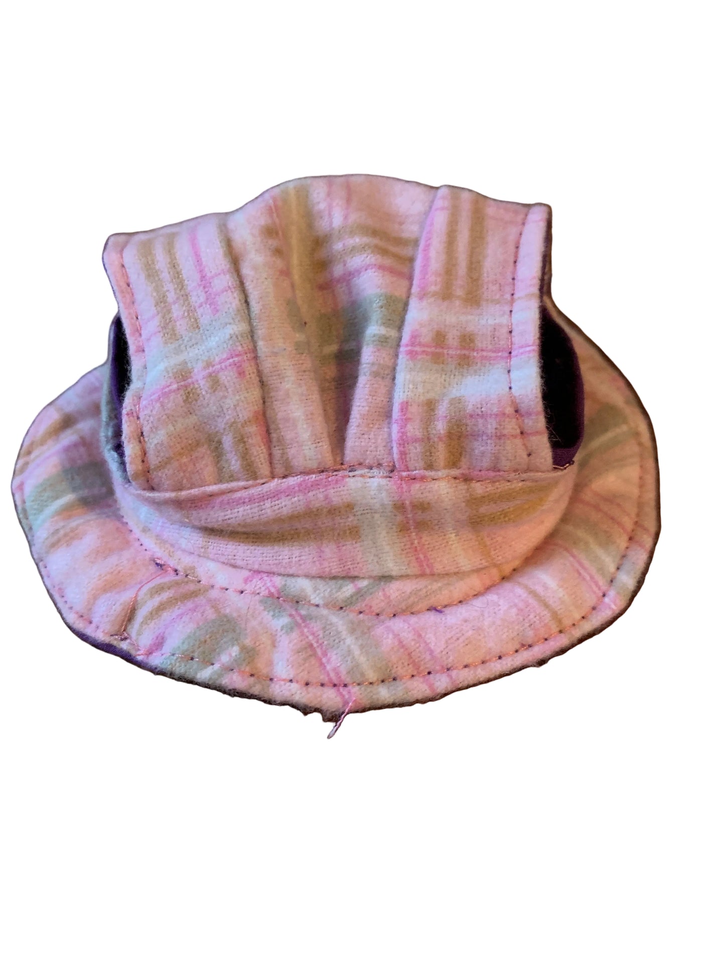Pink plaid pet hats