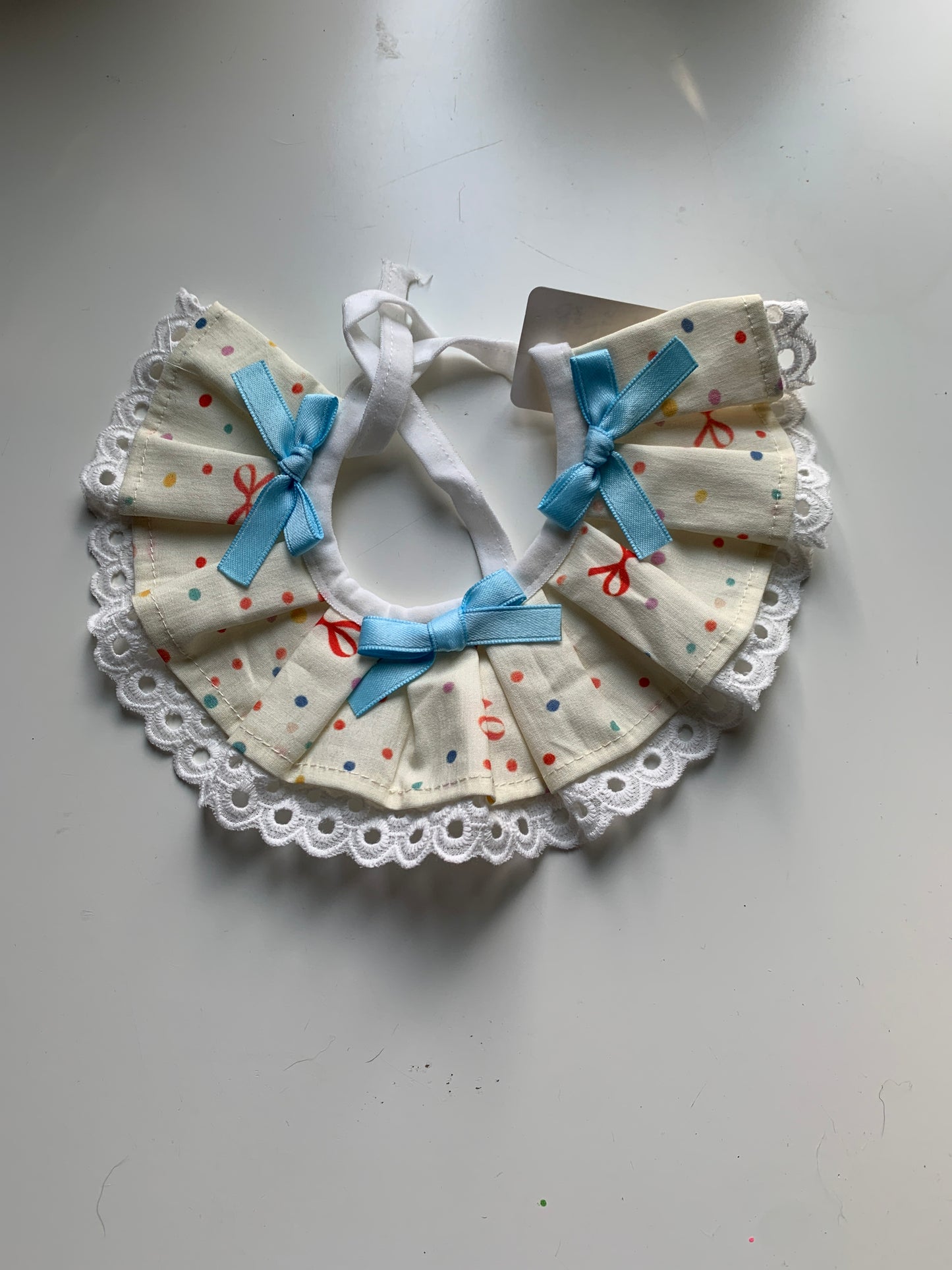 Blue bows lace pet collar