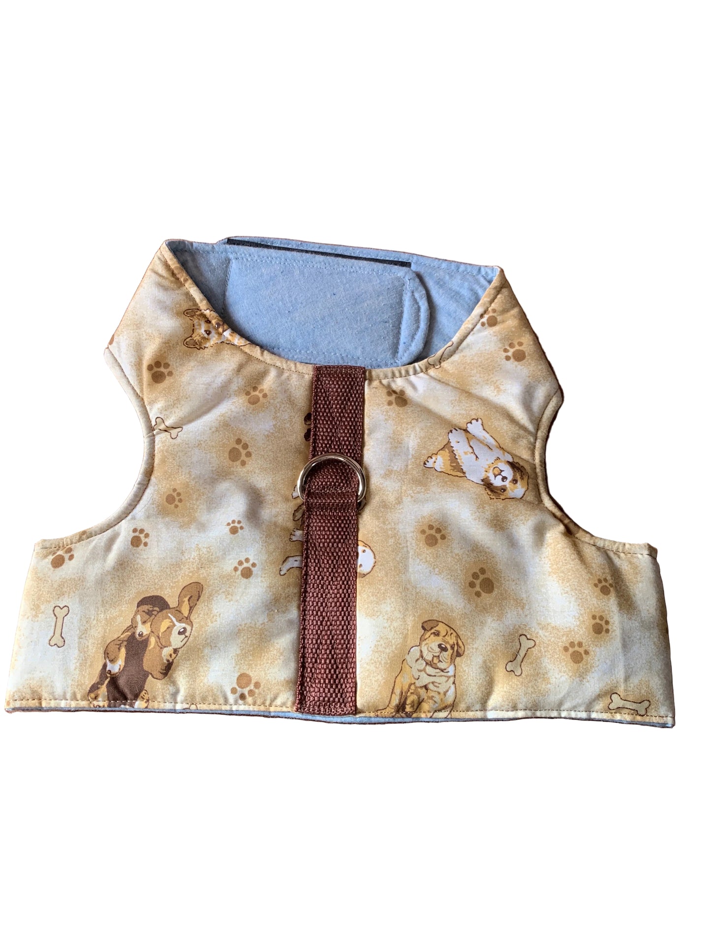 Blue and beige Pet walking vest harnesses
