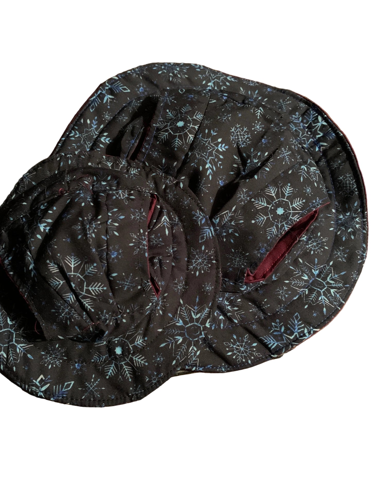 Blue snowflake on black pet bucket hat
