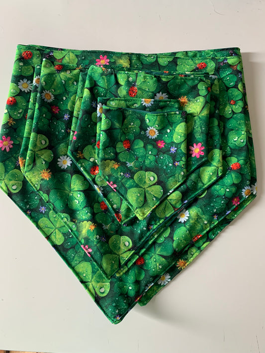 Clovers on green pet bandana