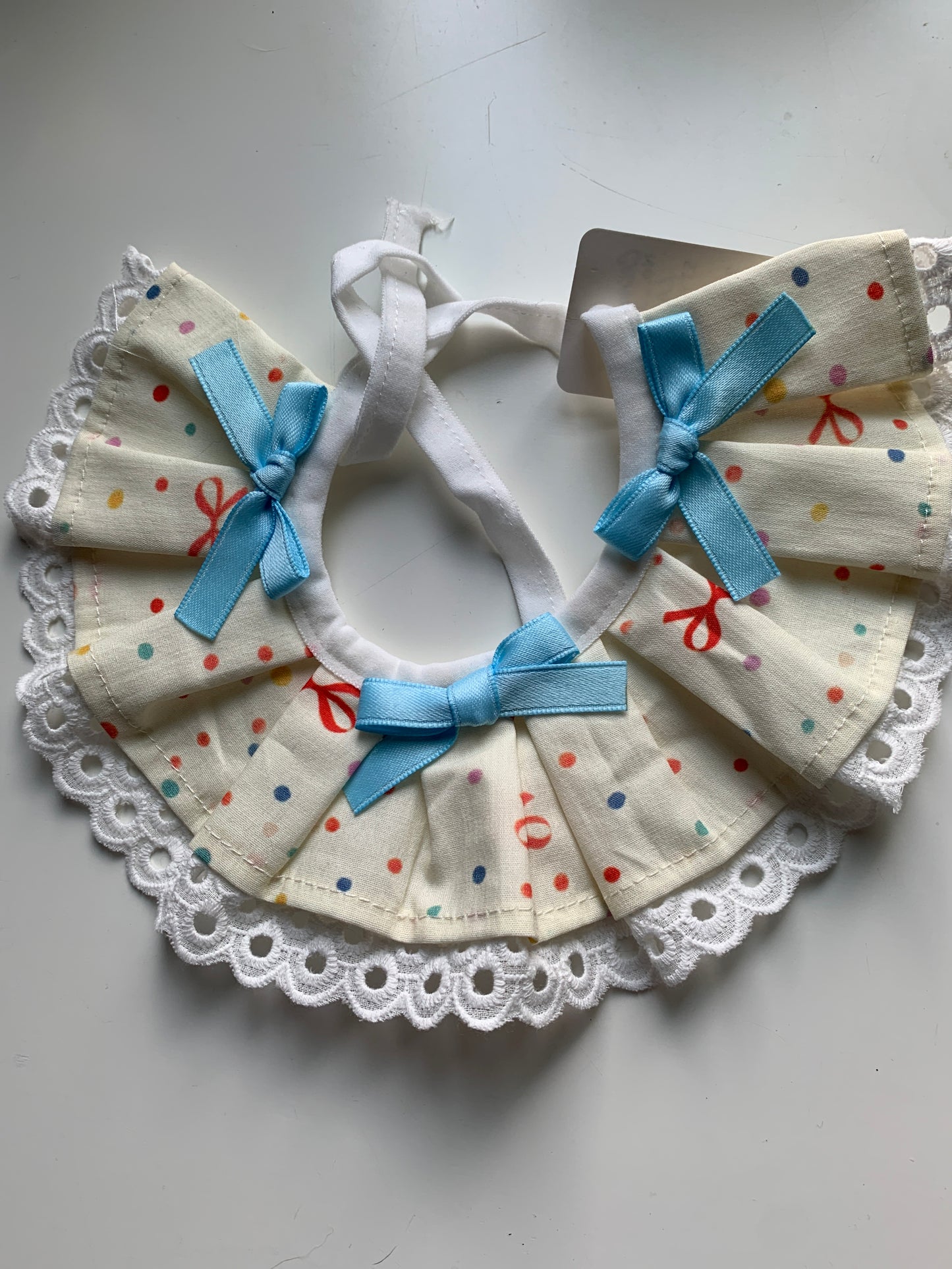 Blue bows lace pet collar