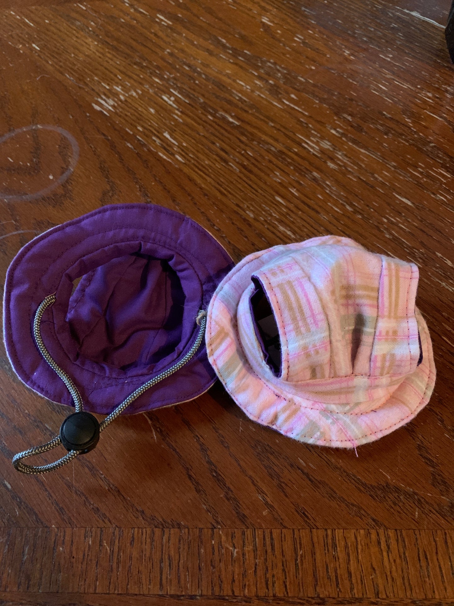 Pink plaid pet hats