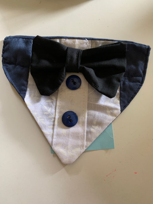 Pet Navy Blue Tuxedo Bandanas