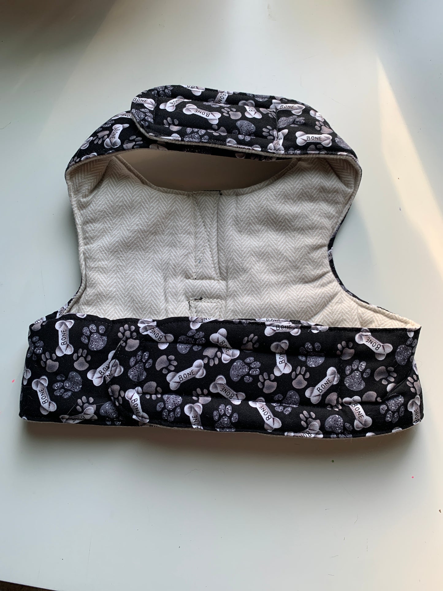 Bones on black pet walking vest harness