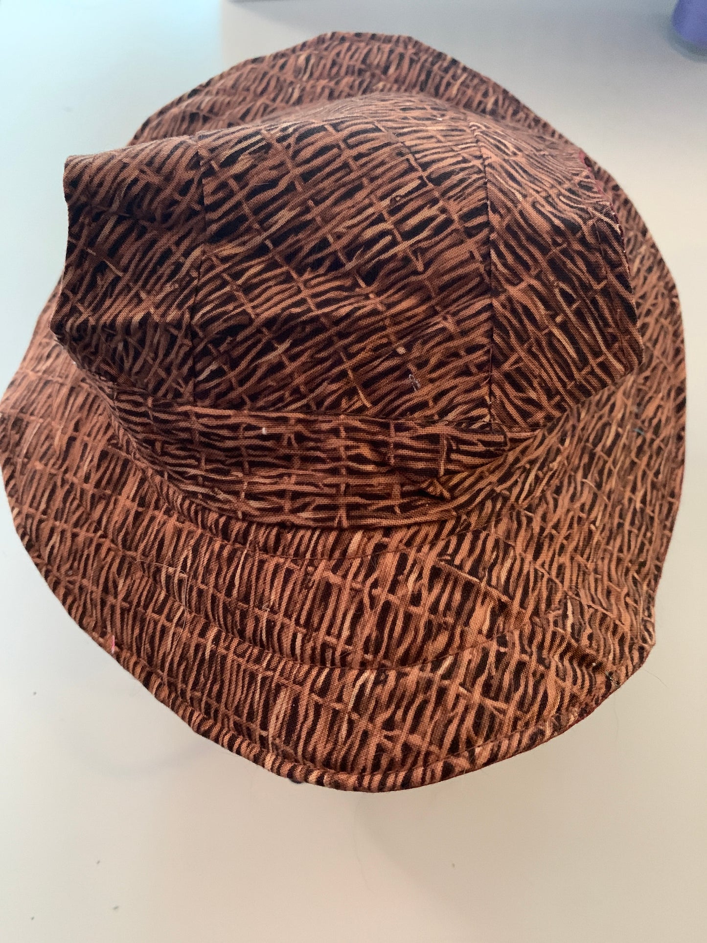 Brown stick weave pet bucket hat