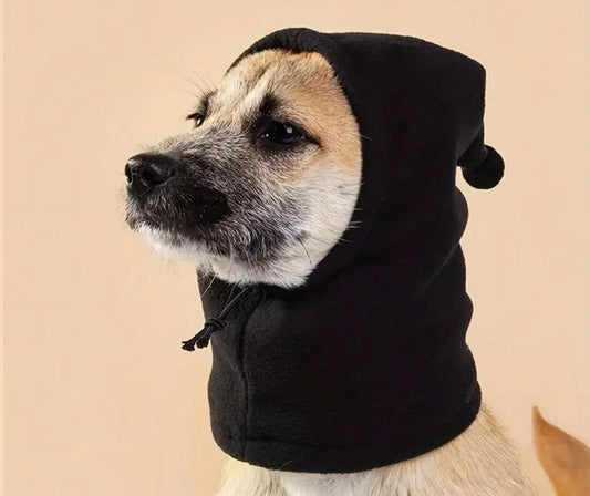 Black fleece pet winter hat
