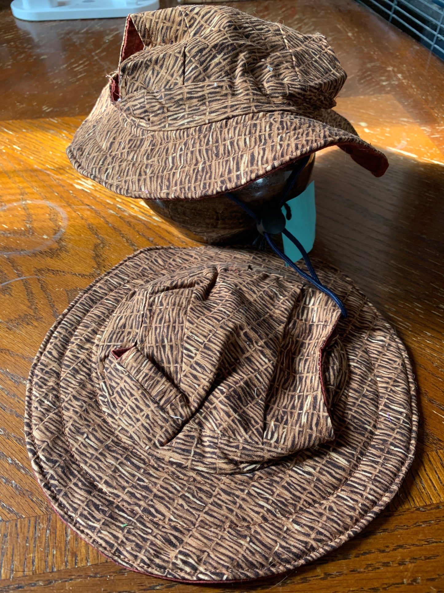 Brown stick weave pet bucket hat