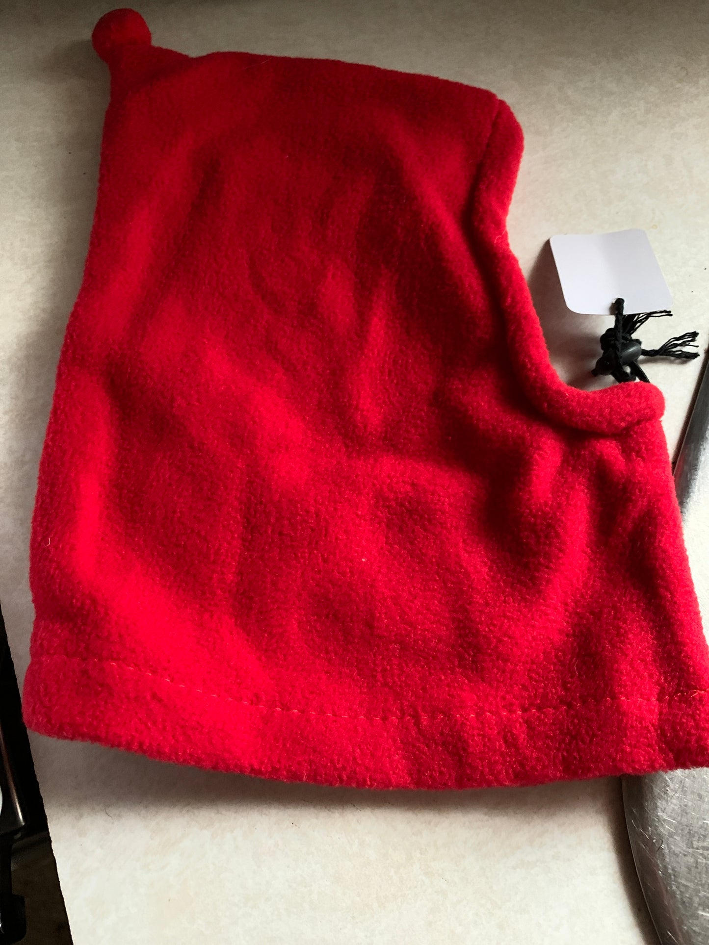 Red fleece fall pet hood
