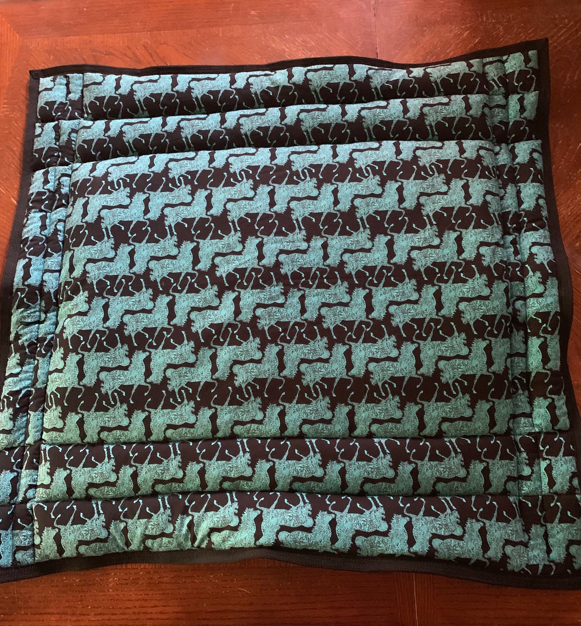 Teal Horses Western  horse Saddle Pad image 1