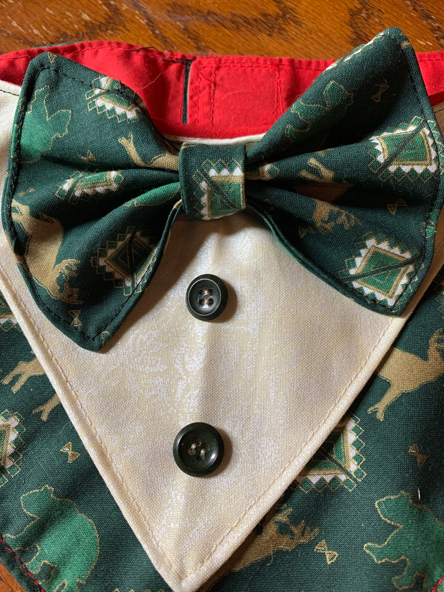 Green pet tuxedo bandanas
