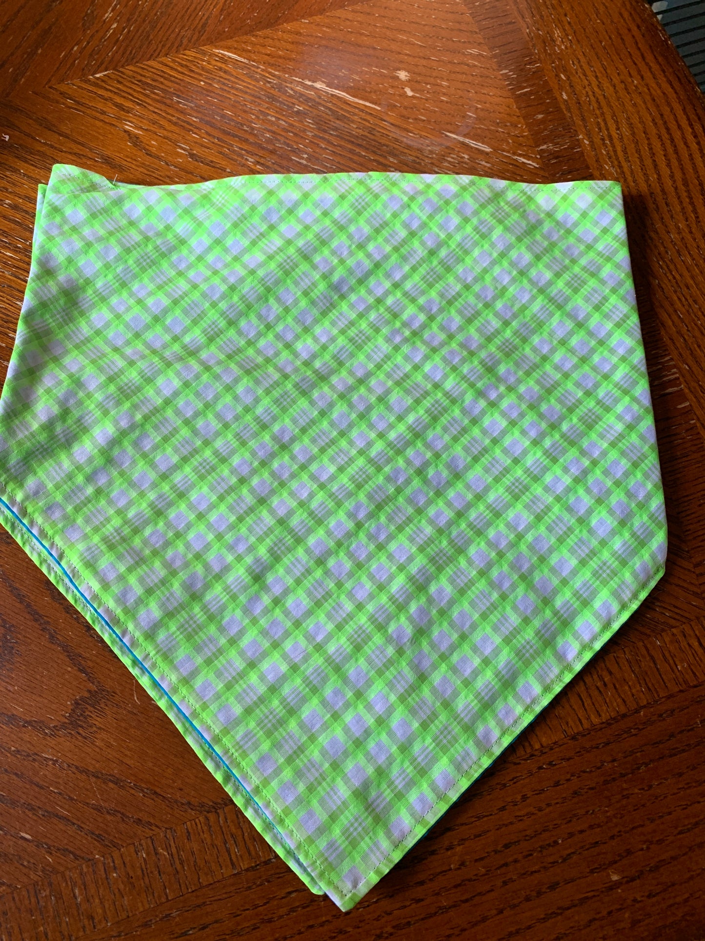 Lime green plaid pet bandana