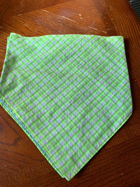 Lime green plaid pet bandana