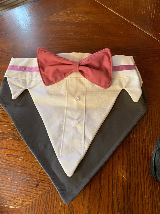 Pet  Large Tuxedo Bandana in Grey image 0