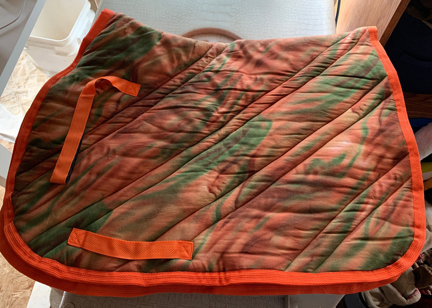 Orange swirl English APT saddle pad
