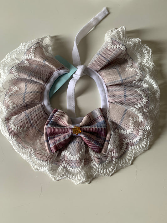 Rose Red plaid pet lace collar