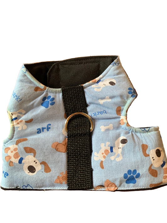 Dogs on blue pet walking vest harness
